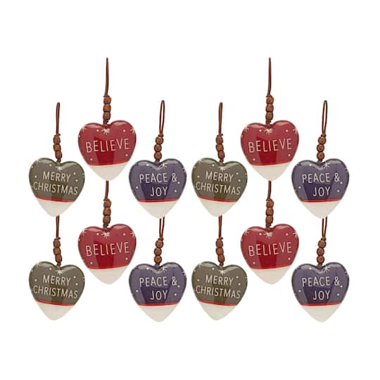 12 Pack 4.75" Heart Plastic Ornaments